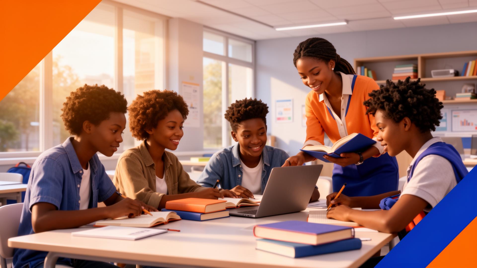 Students learning with a tutor at ScholarBridge